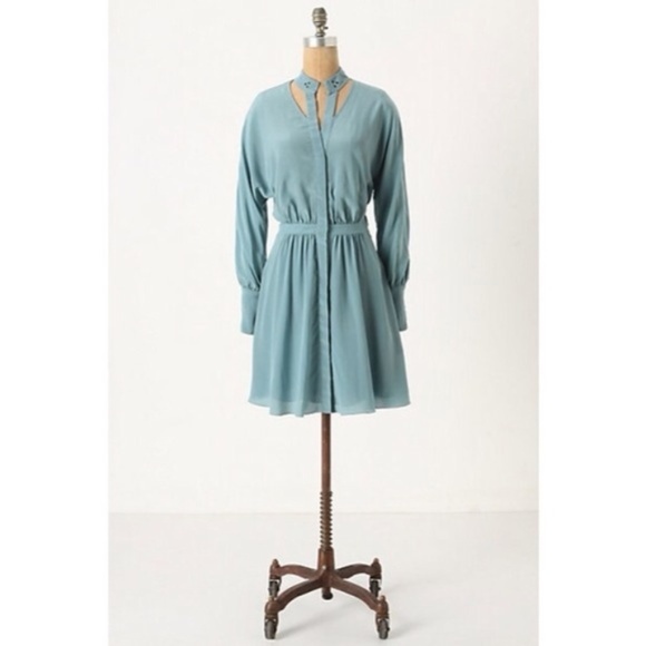 Anthropologie Dresses & Skirts - ANTHROPOLOGIE Leifsdottir Teal Button Up Dress